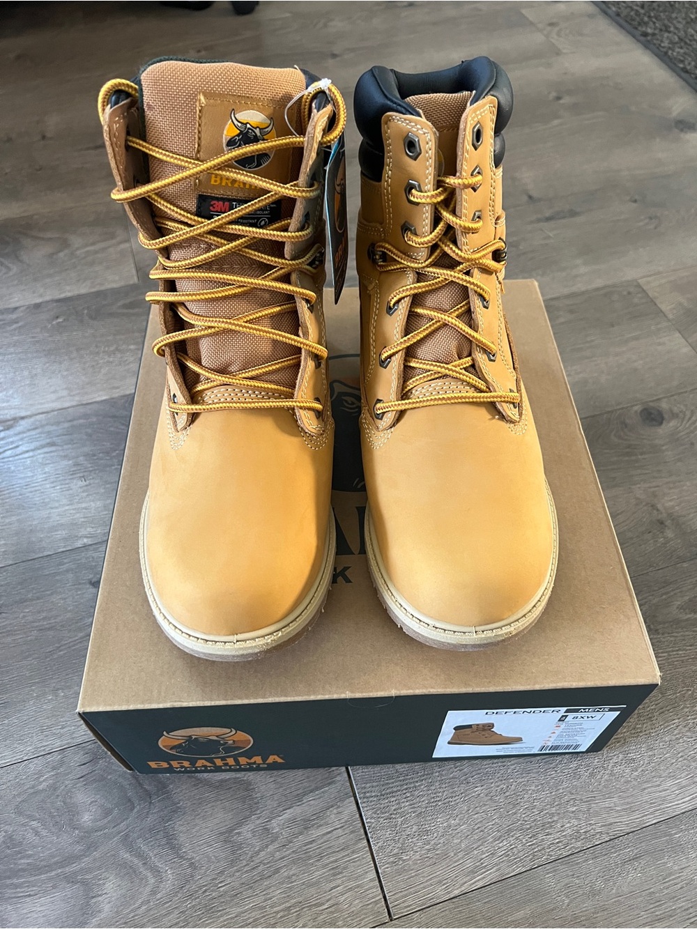 Brahma Defender Leather Waterproof Work Boots Size 8 Wide Width New